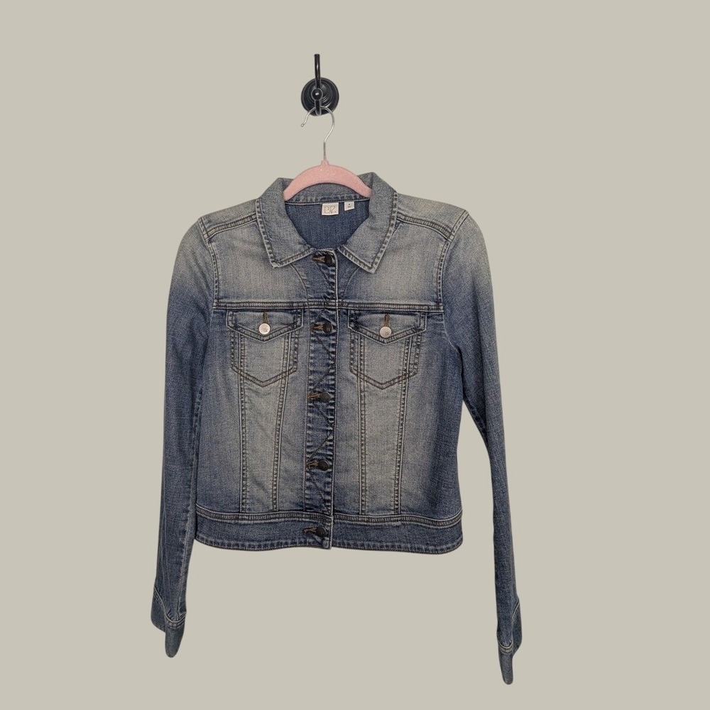 Denim Jacket Brass Plum Women Medium Blue Tencel Linen Blend Trucker